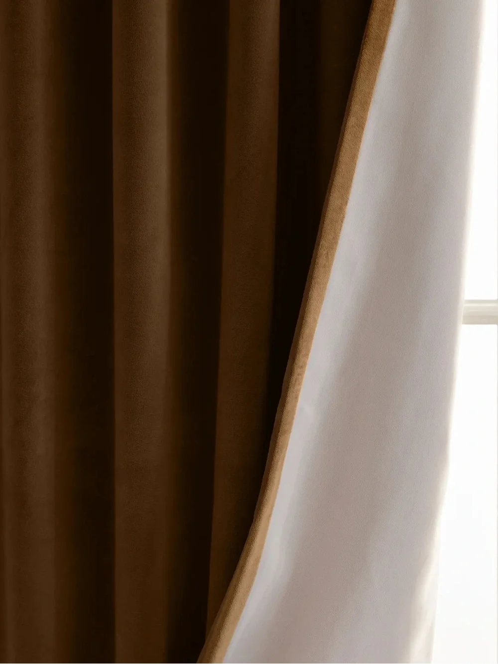 NWT QUINCE 1 48x84 Cotton Velvet True Blackout Curtain Camel 9263